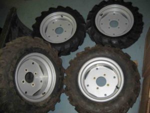 BRAND NEW FRONT and USED REAR Ag Tires & Rims for Honda RT5000, H5013, or H5518 Tractor